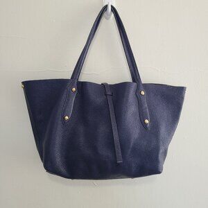 Annabel Ingall Isabelle Blue Leather Tote Bag Purse Handbag Pebbled Medium